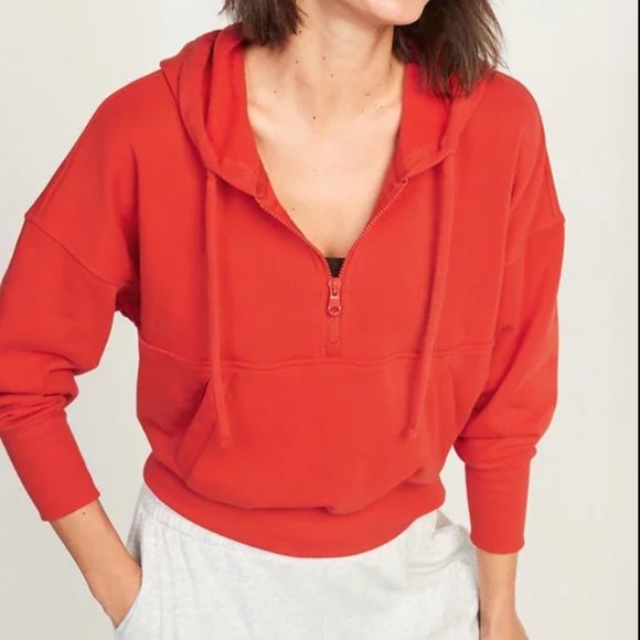 Old Navy Tops - Old Navy Loose Cropped Quarter-Zip Hoodie